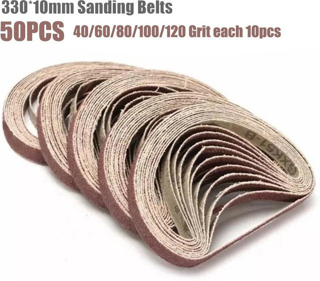 50 Stück Schleifbänder VIBRATITE zum Polieren von Holz und Metall, B/H: 10 x 330 mm, Körnung 40 bis 120, Braun - Bild 1