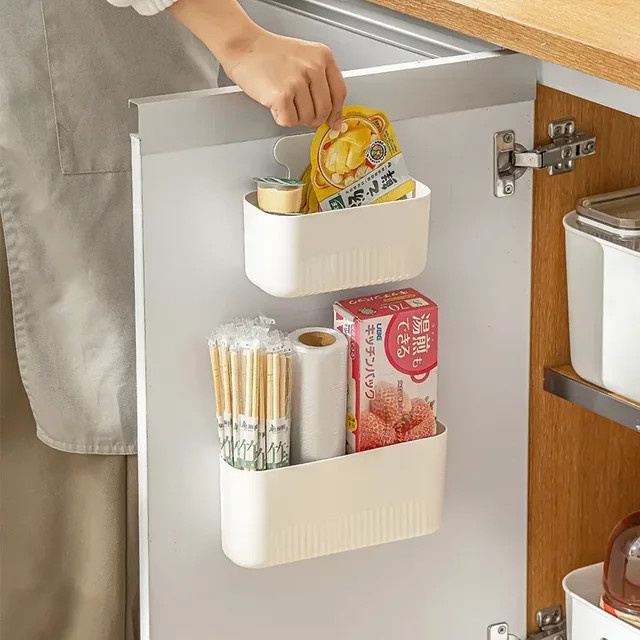 Magnetische Aufbewahrungsbox für Kühlschrank und Wand, weiß, Kunststoff, B/T/H: 12,5 x 9,0 cm - Bild 1