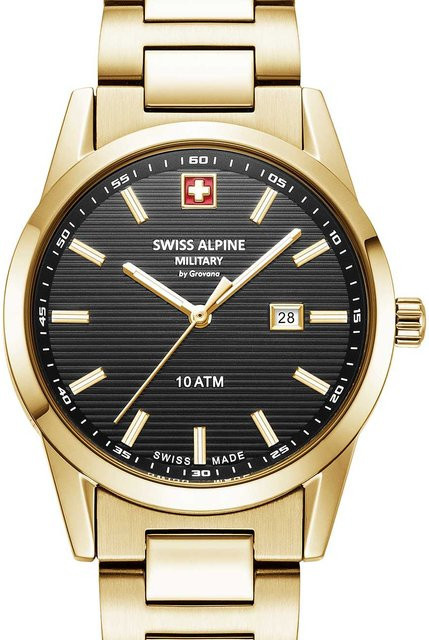 Swiss Alpine Military Damenuhr, Quarz, Edelstahl, Schwarz, 34 mm, 10 ATM - Bild 1