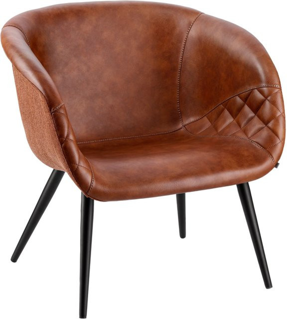 VEGA Loungesessel Yankee mit Armlehnen in Cognac und schwarzem Metallgestell, B/T/H: 75 x 68 x 75,5 cm - Bild 1
