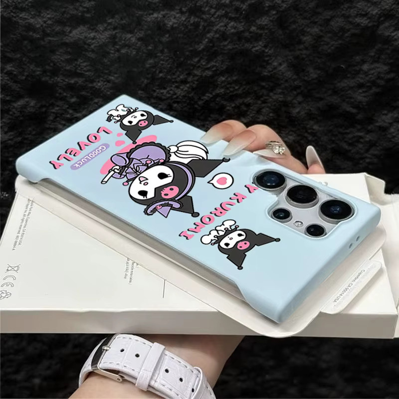 Sanrio Kuromi und Cinnamoroll Rahmenlose Handyhülle für iPhone, Stoßfeste und Ultradünne Schutzhülle in Grau - Bild 1
