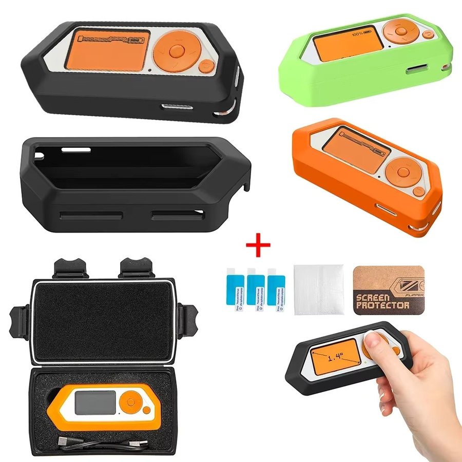 Silikonhülle für Flipper Zero in Orange mit Delfin-Design - Bild 2