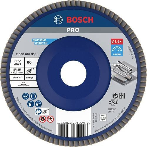 Bosch Fächerschleifscheibe X571 Best for Metal, Durchmesser: 125 mm, Bohrungs-Ø: 22,33 mm, Farbe: Blau - Bild 1