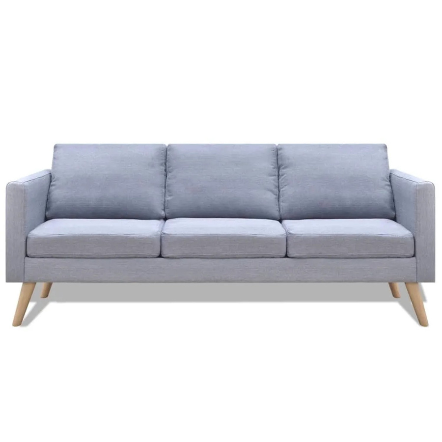 vidaXL 3-Sitzer Sofa aus Stoff in Hellgrau mit Holzrahmen und abnehmbaren Bezügen - Bild 2