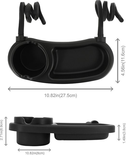 momo&dudu Kinderwagen Snack-Becherhalter und Ablage aus Silikon in Schwarz - Bild 1