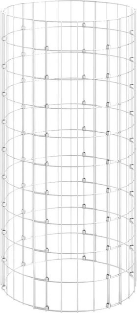 vidaXL Gabionen-Säule Rund aus verzinktem Stahl in Silber, Durchmesser: 50 cm, Höhe: 100 cm - Bild 1