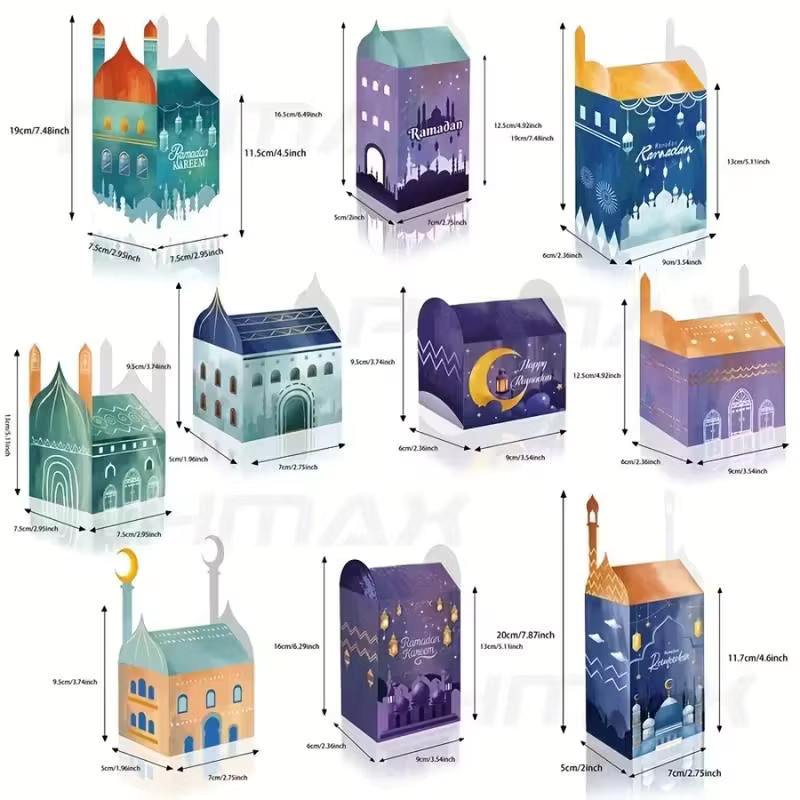 30 Stück Eid Mubarak Countdown-Kalender Geschenkboxen mit Zahlenaufklebern für Ramadan Süßigkeiten und Gebäck, Mehrfarbig, aus Papier - Bild 5