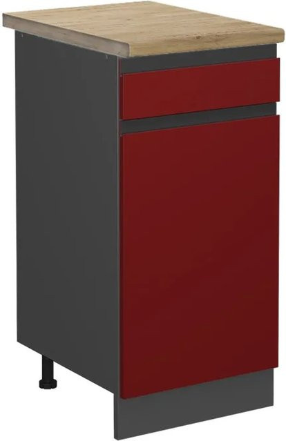 Vicco R-Line Küchenunterschrank Schubladenschrank in Rot/Anthrazit mit Eiche-Optik, Breite: 40 cm - Bild 1