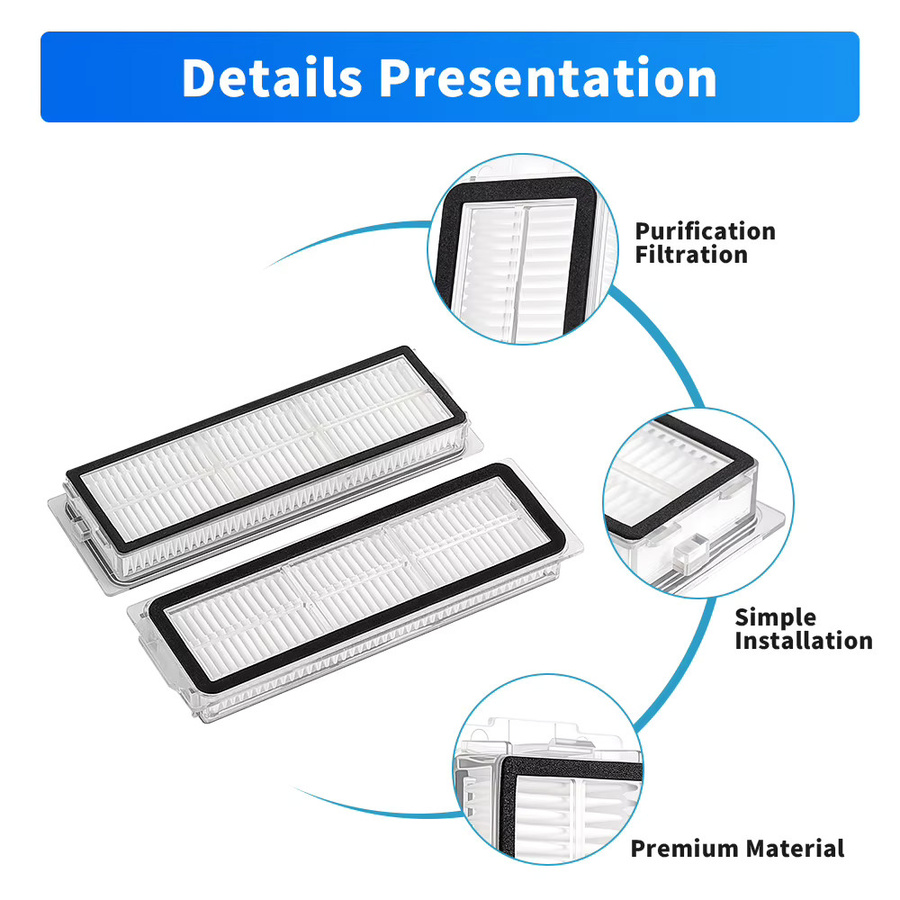 WINDNINJA HEPA-Filter für Xiaomi Mijia 5 PRO OV21CN 5C OV42CN Roboter Staubsauger, Waschbar, Weiß - Bild 2