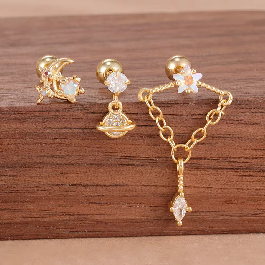 Maodane Ohrstecker Set, Edelstahl, Zirkonia, Gold, Damen - Bild 2