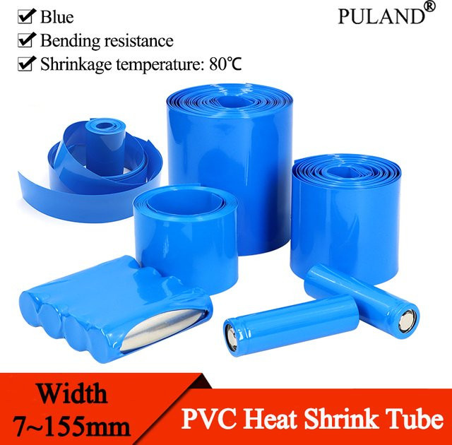 Blauer PVC-Schrumpfschlauch zur Isolierung von 18650 Lipo-Akkus und Kabeln, Durchmesser: 7 mm - Bild 1