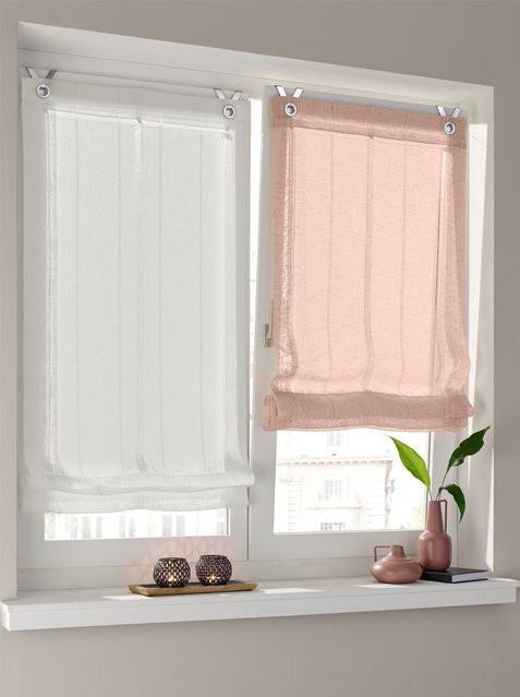 Raffrollo Heine Home in Offwhite und White, semi-transparent, 100% Polyester, Breite: 140 cm, Höhe: 45 cm - Bild 1