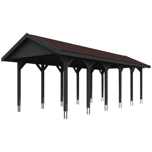 Skan Holz Carport Wallgau Satteldach aus Fichtenholz in Schiefergrau, B: 380 cm, T: 900 cm, H: 313 cm - Bild 3