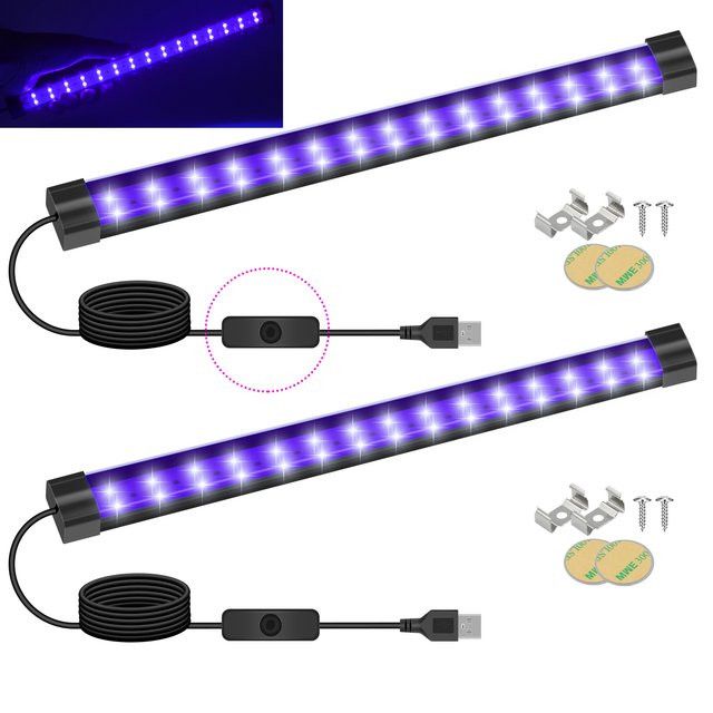 HEGEHE 2er Set UV Schwarzlicht LED Bars 10W, Farbe: Schwarz, Länge: 30 cm - Bild 1