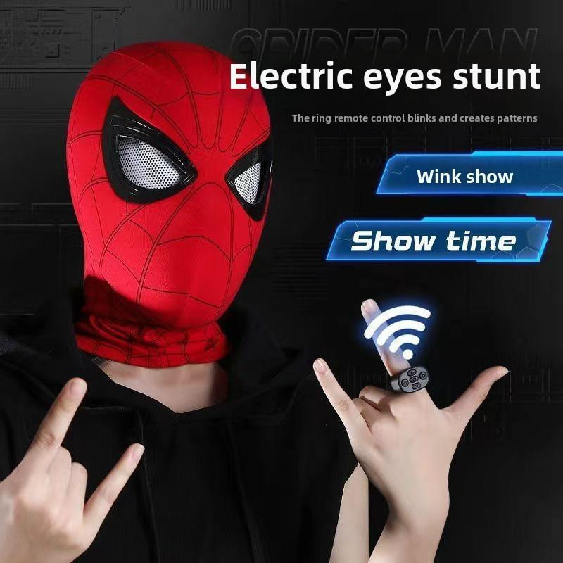 Kings City Spider-Man Maske mit beweglichen Augen elektrisch blinkend leuchtend Rot - Bild 3