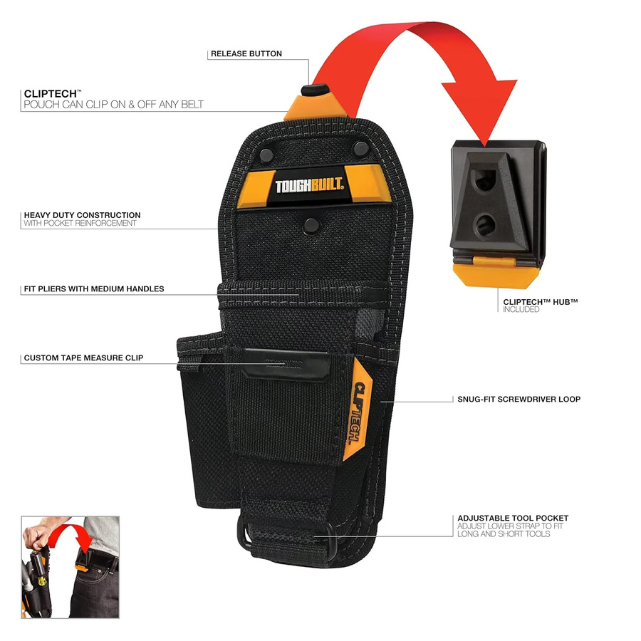 Toughbuilt Zangen-Gürteltasche Werkzeugtasche für Elektriker, schwarz, verstärkt und verschleißfest TB-CT-35-M/TB-CT-35-L - Bild 2