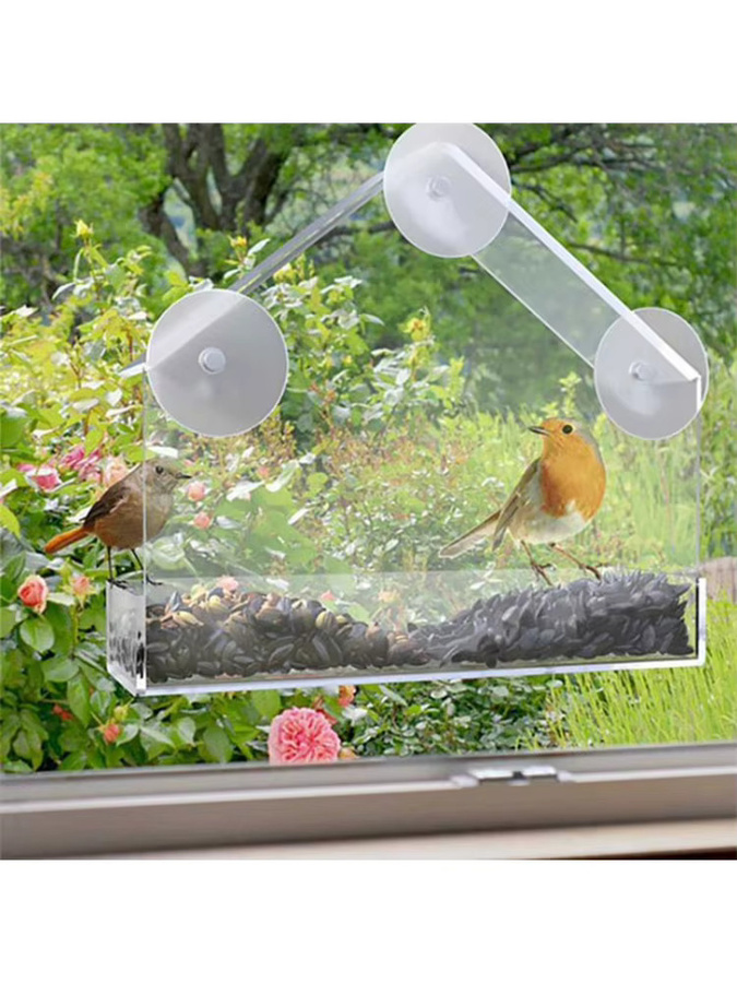 Vantnapf Acryl Vogelhäuschen mit transparentem Fenster für den Garten in Transparent - Bild 6