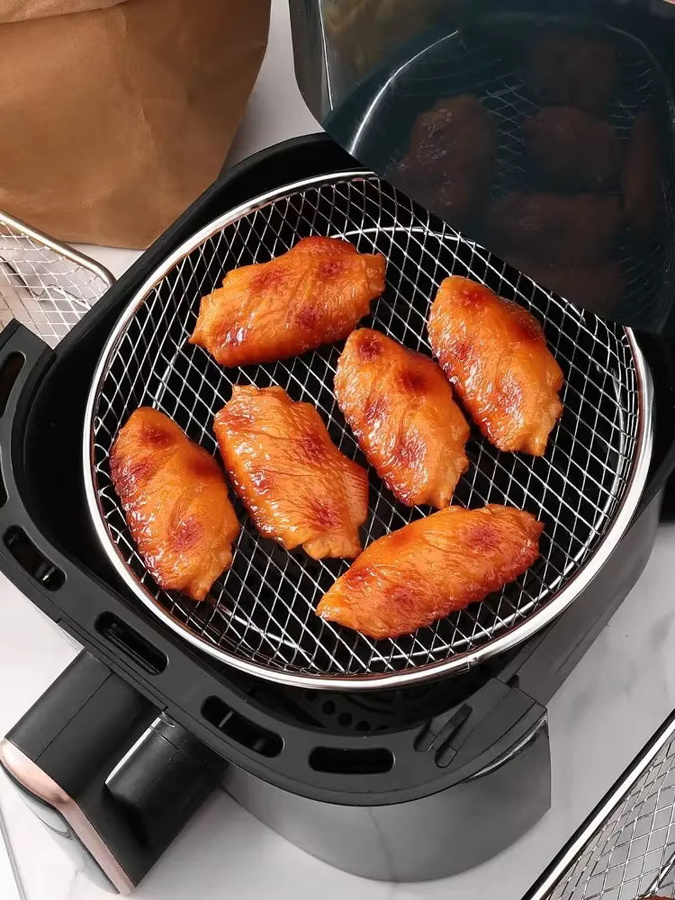 JYN Backständer für Luftfritteusen aus Edelstahl in Silber, stapelbarer Luftfritteusenkorb zum Backen und Braten, spülmaschinenfest - Bild 4