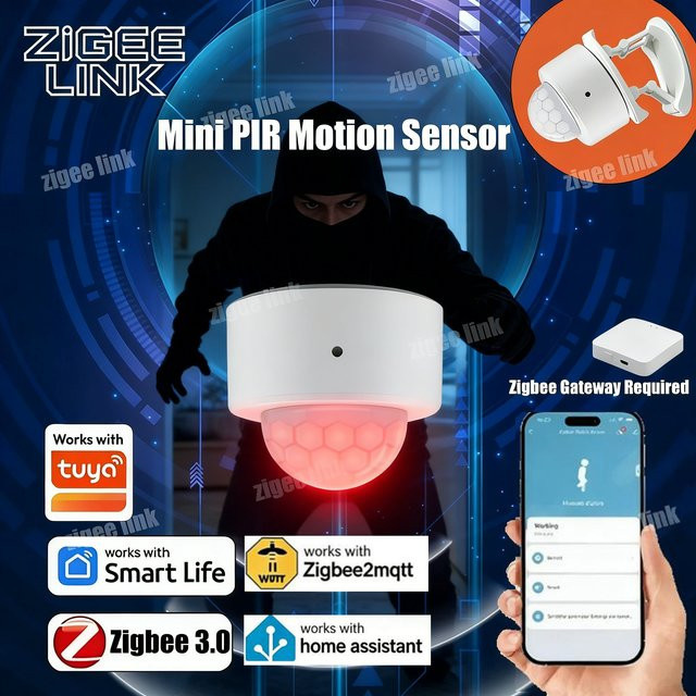 Tuya Zigbee PIR Bewegungssensor in Weiß zur Anwesenheitserkennung mit Echtzeit-Alarm und App-Monitoring für Home Assistant und 2MQTT - Bild 1