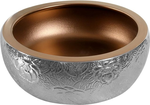 Kerra Aufsatzwaschbecken KR-124 aus Keramik in Braun und Gold, rund - Bild 1