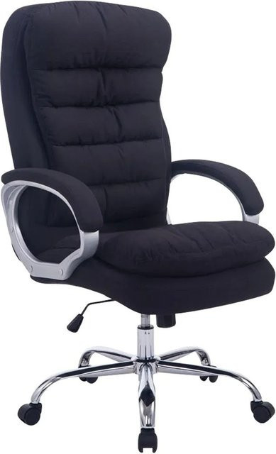 Ergonomischer Bürostuhl DELUKE SOUK in Schwarz aus Stoff mit Chromoptik Gestell, H x B x T: 116 x 68 x 77 cm - Bild 1