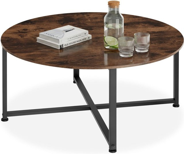 tectake Couchtisch Aberdeen Industrial Style rund, braun/schwarz, Durchmesser: 88,5 cm, Höhe: 47 cm - Bild 1