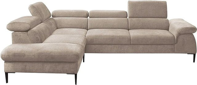 Pascal Morabito Schlafsofa Sepina in Beige mit Samtbezug und L-Form - Bild 1