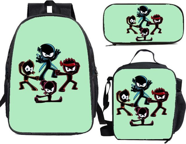 NINJA KIDZ 3-teiliges Schulranzen-Set für Jungen und Mädchen mit Umhängetasche und Federmäppchen in Multicolour - Bild 1