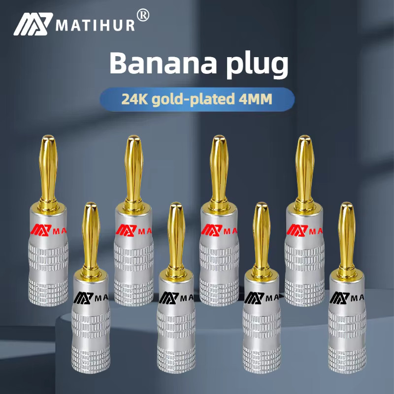 Matihur Bananenstecker 24K vergoldet mit Schraubverschluss für HiFi und Lautsprecher, 8 Stück, Farbe: Gold - Bild 2