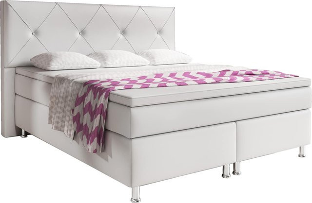 Inter Trading Boxspringbett Oxford in Weiß mit Kunstleder und Bonellfederung, B/T/H: 180 x 200 cm - Bild 1