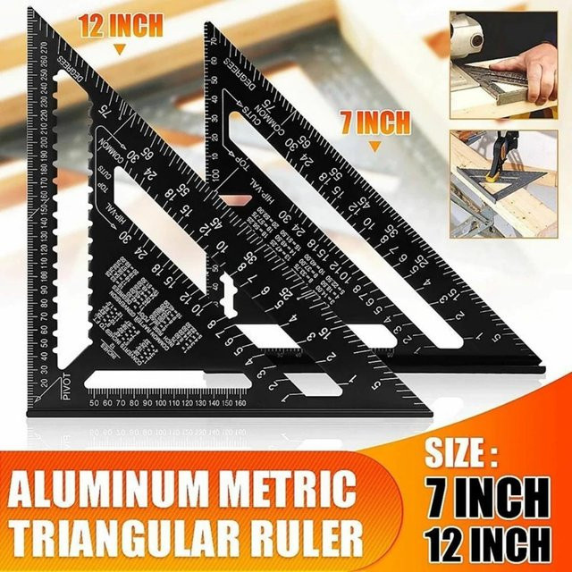 Rafter Square Dreieckiges Messlayout-Werkzeug aus Metall in Schwarz für Holzbearbeitung und Zimmerei - Bild 1