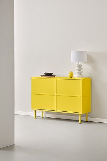 Jotex Sideboard KIPP in Gelb, modernes Design aus MDF und Metall, B/T/H: 110 x 35 x 80 cm - Bild 1