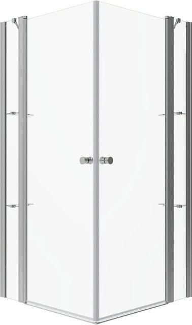 Aquabatos Rahmenlose Eckdusche Rechteck mit Pendeltür und Eckregalen, Farbe Transparent, B: 120 cm, T: 120 cm, H: 187 cm - Bild 1