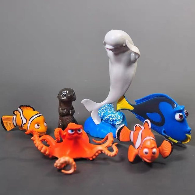 Otmagelu 6-teiliges Aquarium-Dekorationsset Welt der Fische in Multicolor und Schwarz mit Thaddäus, Clownfisch und Delfin - Bild 1