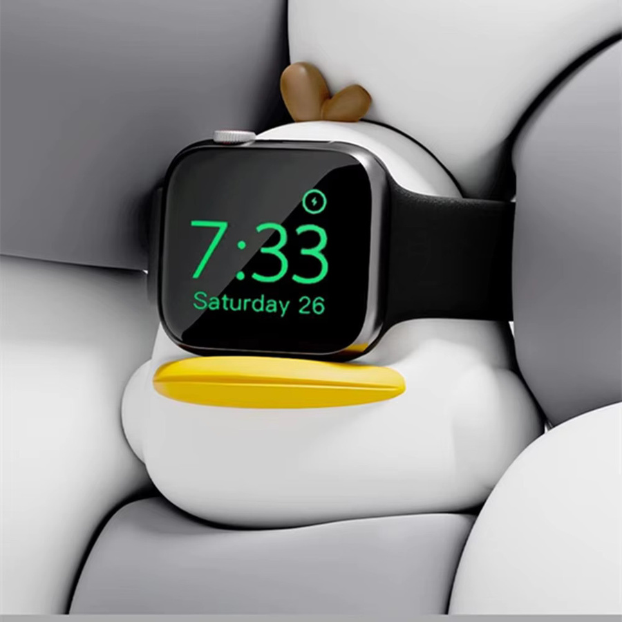 Entenküken Ladestation für Apple Watch Series Ultra 2/Ultra/9/8/49/45/44/42/41/40/38mm in Weiß und Gelb - Bild 4