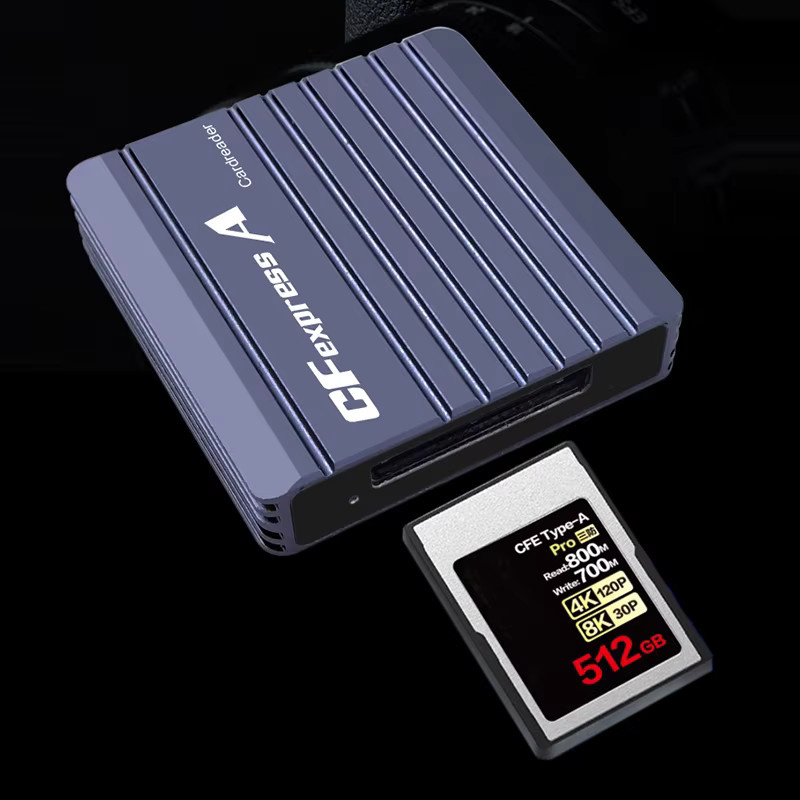 OULLX CFexpress Typ A Kartenleser mit USB 3.2 Gen2 10 Gbit/s und USB-A sowie USB-C Anschluss in Grau - Bild 2
