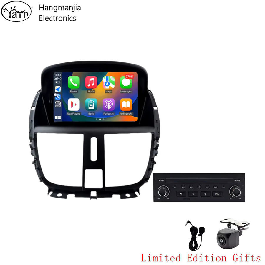 Hangmanjia Android Autoradio mit kabellosem CarPlay für Peugeot 207 und 207CC, Schwarz - Bild 5