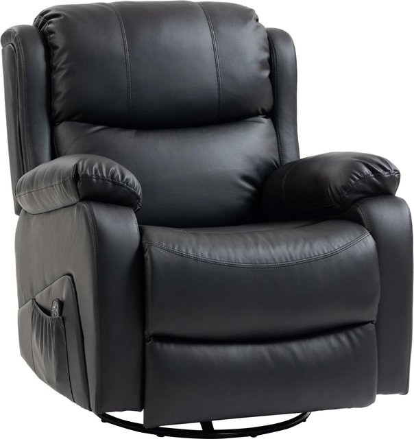 HOMCOM Relaxsessel mit Liegefunktion und Massagefunktion in Schwarz aus Kunstleder - Bild 1