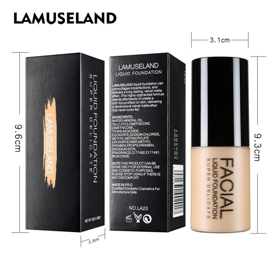 LAMUSELAND Face Velvet Liquid Foundation, 04 Dark, Matt, Unisex - Bild 3