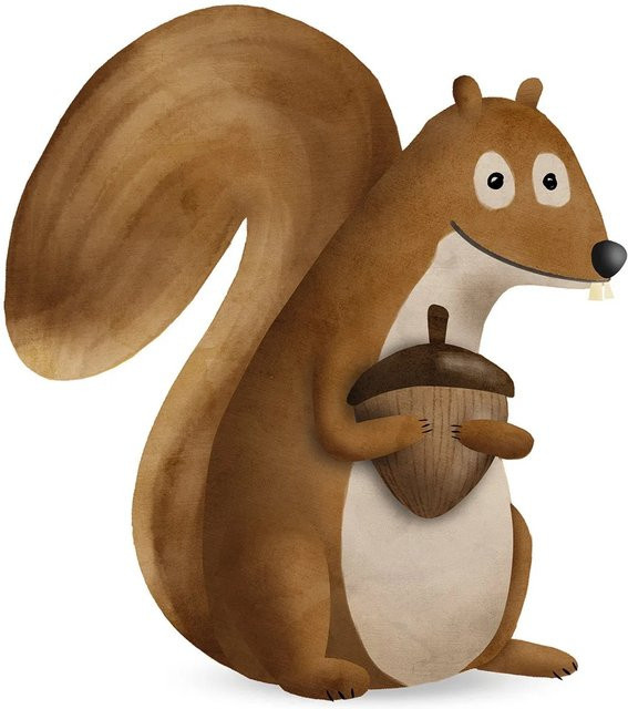 Komar Wandbild Cute Squirrel Paper Poster Breite: 30 cm, Höhe: 40 cm - Bild 1
