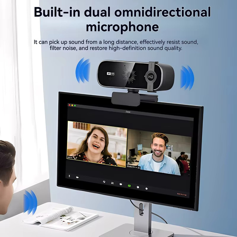 EOENKK 4K UHD Webcam in Schwarz mit Autofokus, Mikrofon, Fernbedienung und Sichtschutzabdeckung für PC und Laptop - Bild 5