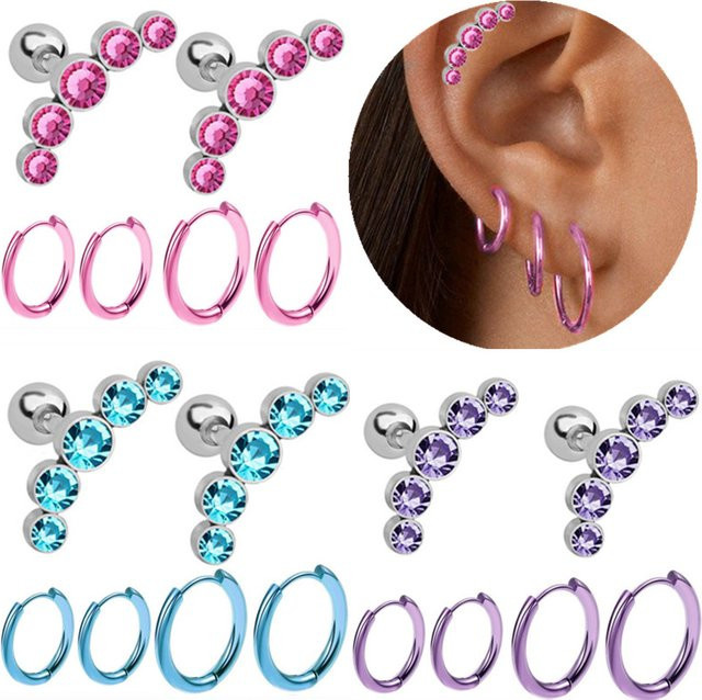 Piercing Addicter Ohrstecker Set, Kristall, Unisex - Bild 1