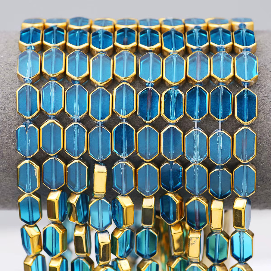 JHNBY Perlen, Kristall, rechteckig, blau, 6x9mm - Bild 4