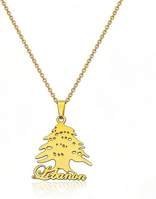 HOMEY HAVEN Halskette Libanon-Zeder, Edelstahl, Gold, Unisex, 47,5 cm - Bild 1