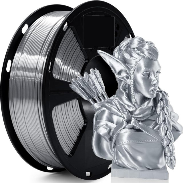 MANLANG Seiden-PLA-Filament 1,75 mm für FDM-Drucker, Seidensilber, 250 g - Bild 1