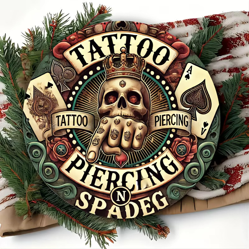 Potdemiel Vintage Wandkunst aus Metall mit Tattoo und Piercing Motiv, Mehrfarbig, B/H: 20,3 x 20,3 cm - Bild 6
