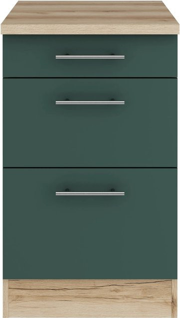 OPTIFIT Savona405 Küchen-Unterschrank in Steingrün mit modernem Design und melaminbeschichteter Qualitätsspanplatte, Breite: 50 cm - Bild 1