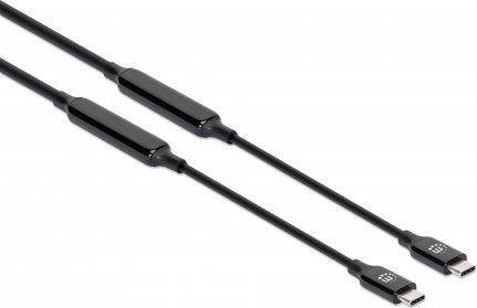 Manhattan USB-C auf USB-C Kabel USB 3.2 Gen 2 SuperSpeed+ 10 Gbit/s 60 W 3 A Schwarz 5 m - Bild 1