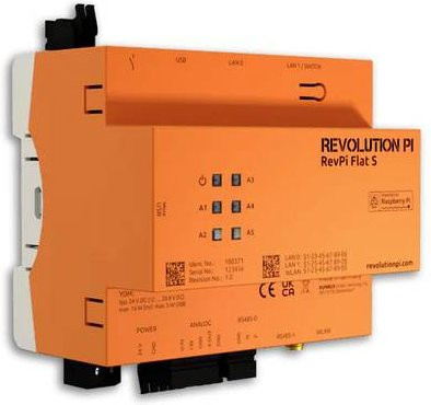 Kunbus Revolution Pi RevPi Flat S SPS-Erweiterungsmodul mit 32GB, WiFi und Bluetooth, Orange - Bild 1