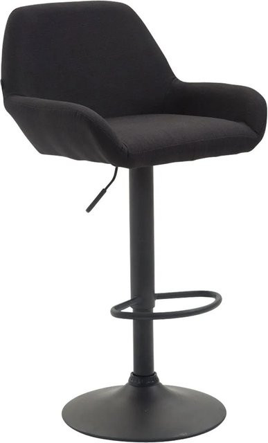 DELUKE Barhocker DUBLIN Schwarz mit Lehne, moderner Tresenhocker aus Stoff und Metall, drehbar 360 Grad - Bild 1